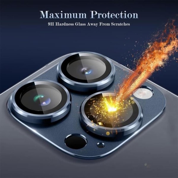 Bakre kamera i härdat glas för iPhone 15 Pro - iPhone 15 Pro Max - Anti-repskydd Marinblå