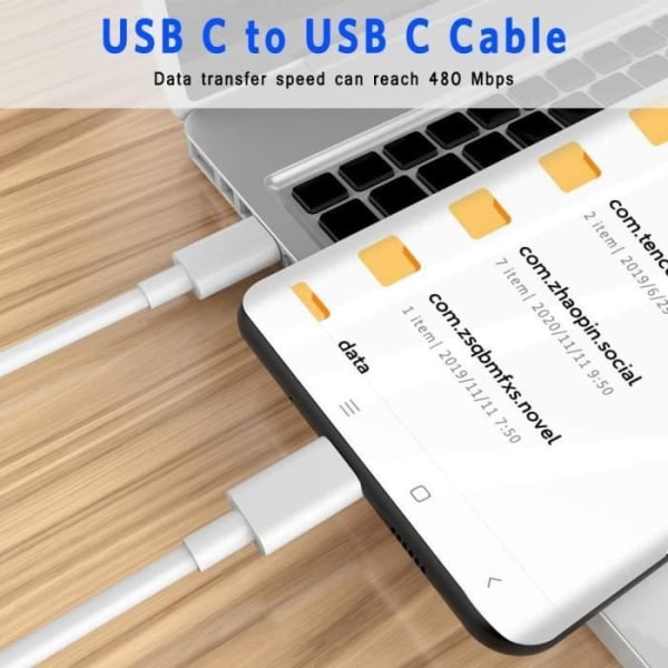 USB-C-kabel för Samsung Galaxy A15 A05 A05s A25 A35 A55 Vit 1M - 2-pack