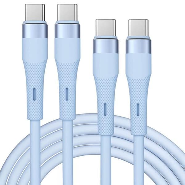 2x USB-C-kabel 60W Snabb laddning för Redmi 14C, 13C, A3, Redmi Note 14, Note 13 Pro, Note 12, Note 11-11S - Blå 1 Meter Blå