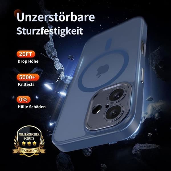 Skyddshölje - BOOLING - för iPhone 17 Pro Max - Magnetring - 2 Härdade Glas - Stötsäker marinblå