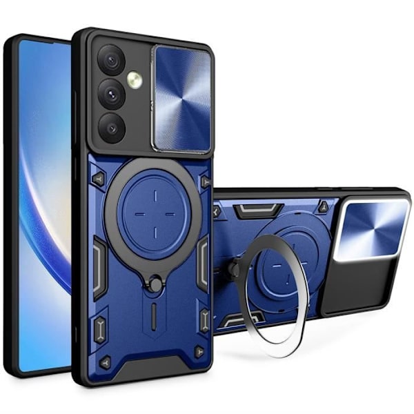 Fodral till Samsung Galaxy A34 5G Marinblå - Stötsäker ryggringhållare Kameraskydd