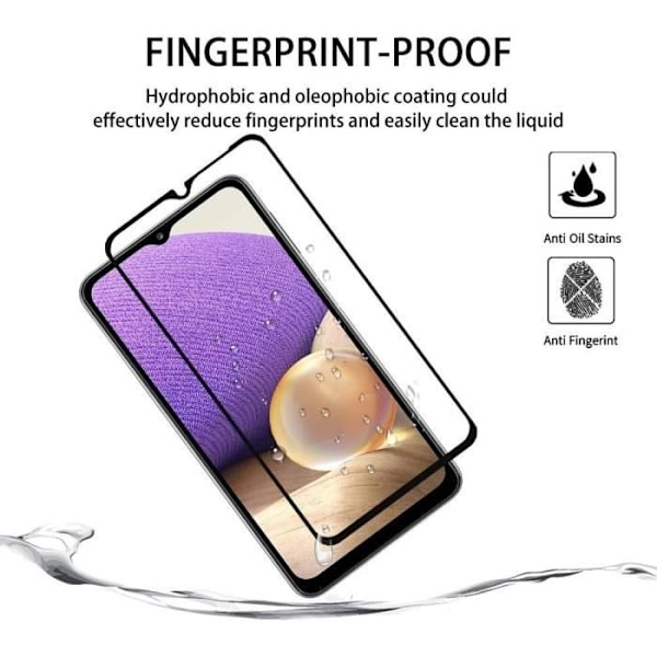 Helglas för Samsung A32 5G (6,4") Pack av 4 Svarta Filmer Lätt installation Fläckfri Transparent med svart kant