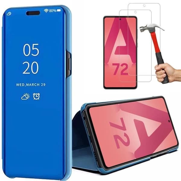 Skyddsskal - Samsung - A72 - Blå - Repuxstålig - 2 härdade glas ingår Blå