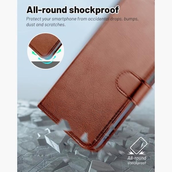 Skyddsfodral - Samsung - Galaxy A35 5G - Stöttålig - PU-läder - Flera stödfunktioner kastanj