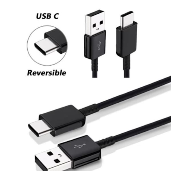 USB-C-kabel - E.F.ANSLUTNING - 2 meter - Kompatibel OPPO Reno 6, Find X5 - Laddning och synkronisering - Svart Svart
