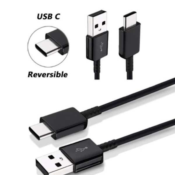 USB-C kabel sort 2 meter til OPPO Reno 6, Reno 6 Pro, Find X5, X5 Lite, X5 Pro