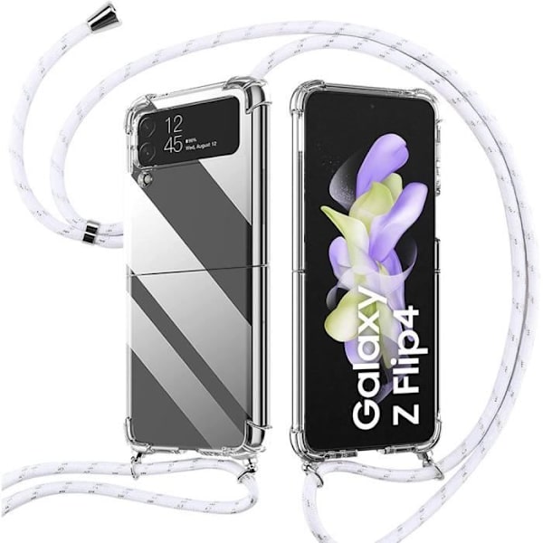 Skydd - Samsung - Galaxy Z Flip 4 - Stötbeständig - Mjuk - Vit Snöre Vit