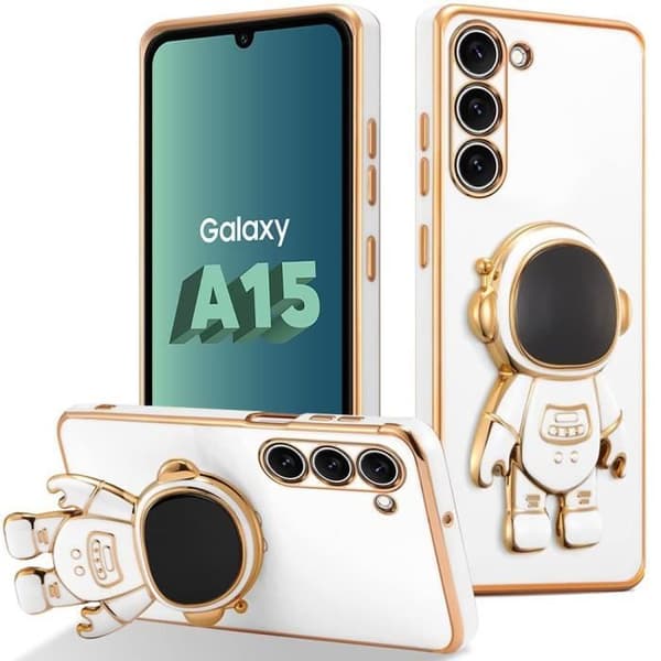 Coque - BOOLING - för Samsung Galaxy A15 - Stötsäker - Justerbart Stöd - Astronaut 3D Vit