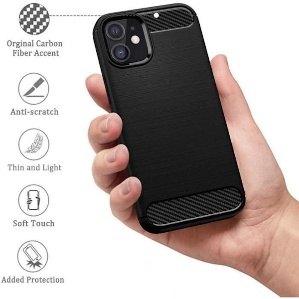 Skyddsfodral till iPhone 12 Mini - PROSHOP - Mjuk - Kolfiber - Svart Svart