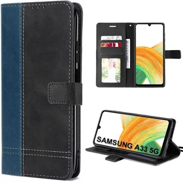 Skyddsskal - BOOLING - för Samsung Galaxy A33 5G - Mjuk PU-läder - Elegant - Marinblå marinblå