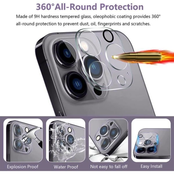 Skyddsglas - BOOLING - för iPhone 15 Pro Max - Bakre kamera - Härdat glas - 2-pack Transparent