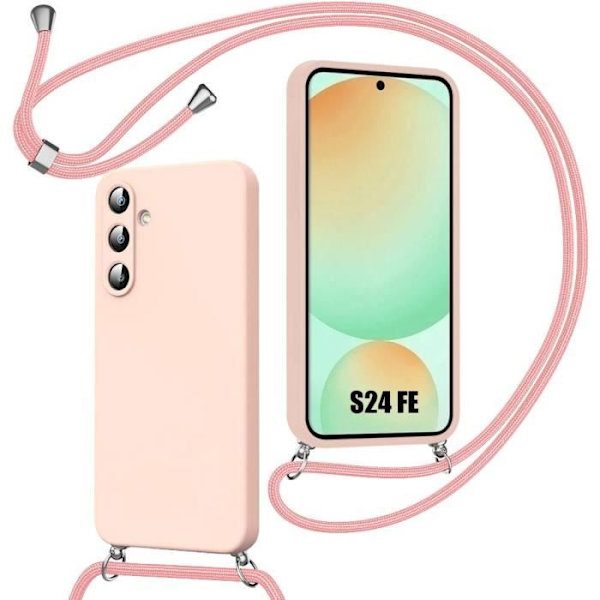 Axelfodral för Samsung Galaxy S24 FE (ej för S24) Mjukt skydd Stötsäkert Anti-Scratch Silikon Rosa