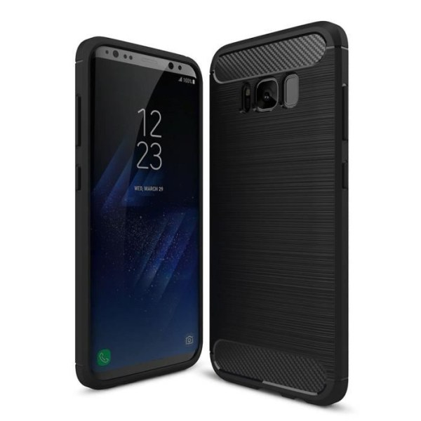 För Samsung Galaxy S8+ Plus SM-G955F 6,2" CASE Kolfibermönster Slim Mjuk Silikon TPU Gel Skydd - Svart
