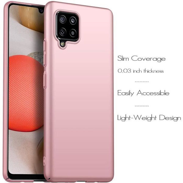 Fodral för Samsung A42 (6,1") + 2 härdade glasögon Ryggskydd enkel ljus färg Rosa Rosa