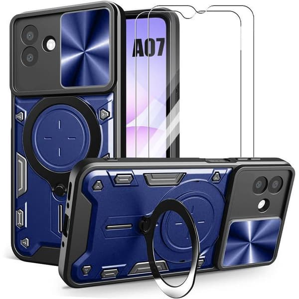 Skyddsskal - BOOLING - för Samsung Galaxy A07 - med mörkblå objektivskydd - 2 glas marinblå