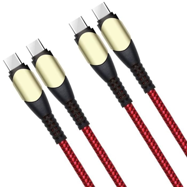 USB-C till USB-C-kabel - E.F.CONNECTION - 60W - Förstärkt nylon - 1M - Kompatibel med Xiaomi Redmi 13C/Note 13/14 Röd
