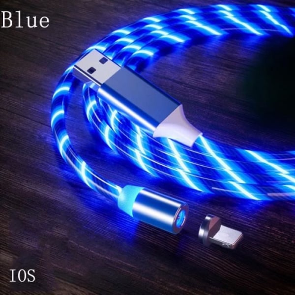 1M magnetisk laddare strömmande kabel LED-ljus Micro USB typ C laddningskabel för iPhone Samsun Blue IOS