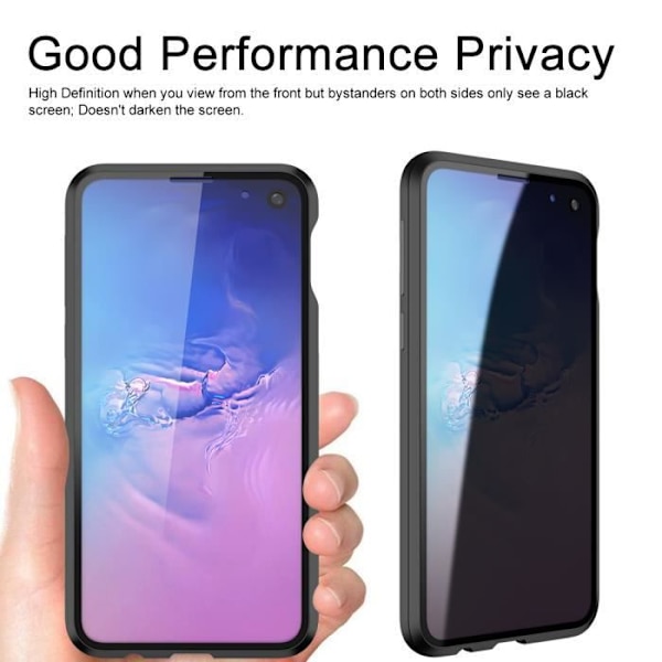 Suritch Fodral för Samsung Galaxy S10e, Magnetisk Fodral, Anti Peeping Tom, Dubbelsidigt härdat glas Transparent Anti-Scratch Svart