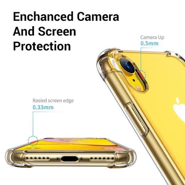 iPhone XR etui, stødsikkert beskyttelsescover [gennemsigtig] Ekstremt tynd hjørne luftpude til iPhone XR