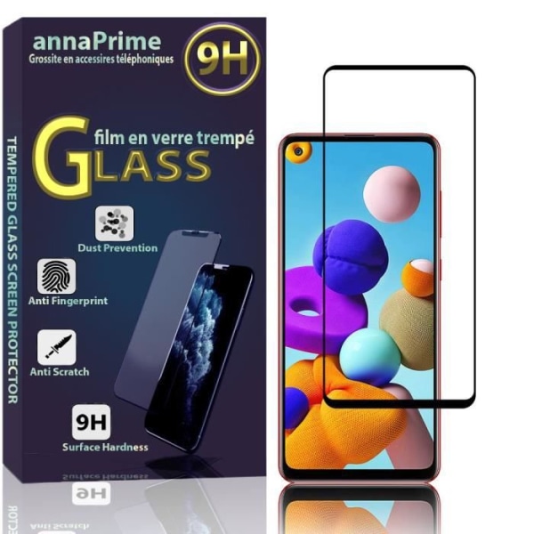 För Samsung Galaxy A21S 6,5": 1 helfärgsskärm härdat glas skärmskyddsfilm - SVART