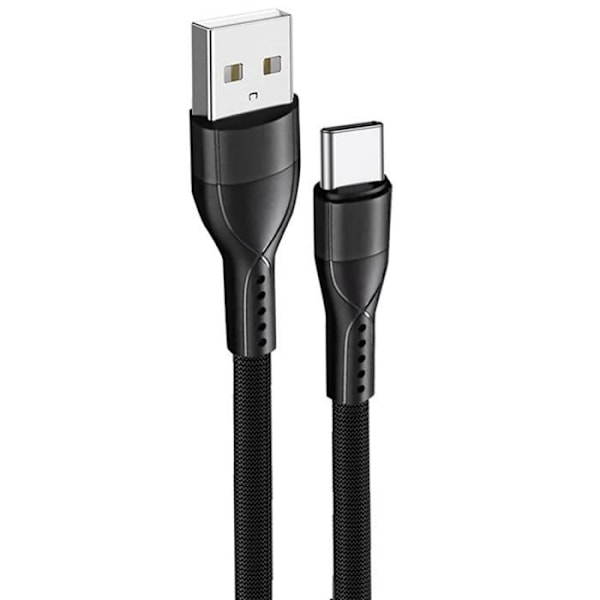 USB-C-kabel - BOOLING - 1M - Flätad Nylon - 3A - Kompatibel med Xiaomi Redmi 14C/13C/Note 13 5G/Redmi Note 14 5G Svart