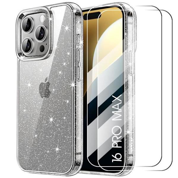 Skyddsfodral - BOOLING - iPhone 16 Pro Max - Transparent - Paljetter - Stötabsorberande Transparent
