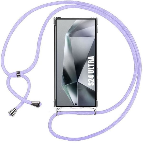 Fodral till Samsung Galaxy S24 Ultra - Stötsäker förstärkta hörn Mjukt skydd med lila sladd