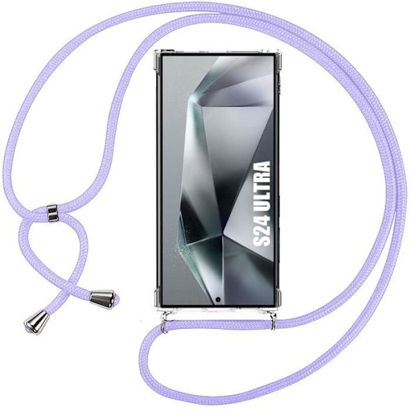 Skydd för Samsung Galaxy S24 Ultra - Stötsäker - Flexibel - Elastisk Skydd - Lila Snöre - Unisex Klar, lila