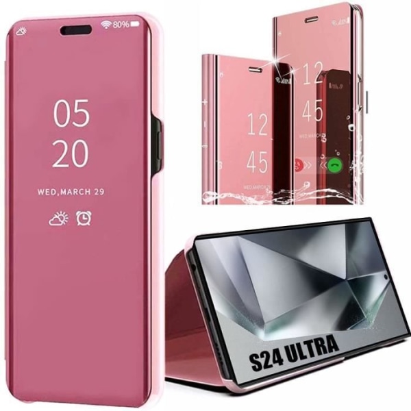 Fodral till Samsung Galaxy S24 Ultra, rosa helkroppsspegeleffekt Elegant anti-skrapa
