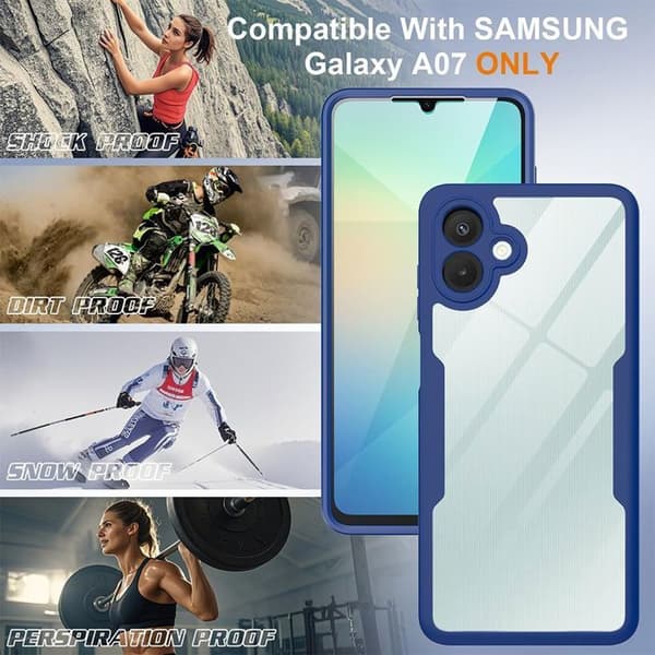 Skyddsskals - BOOLING - för Samsung Galaxy A07 - Stöttålig - Transparent - Hård marinblå