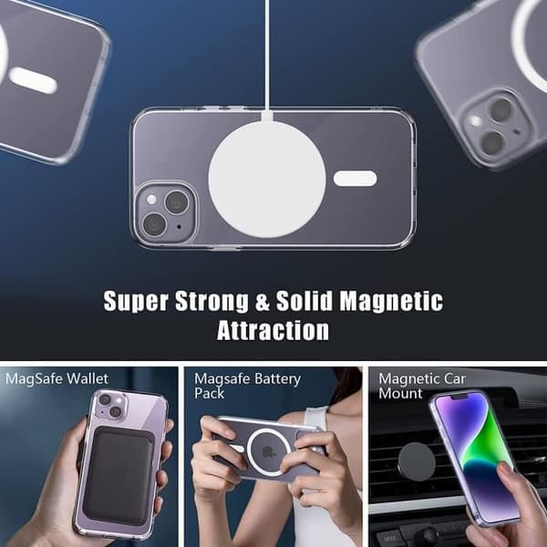 Skyddshölje - BOOLING - för iPhone 14 Plus - Magnetring - Stötsäker Transparent Transparent