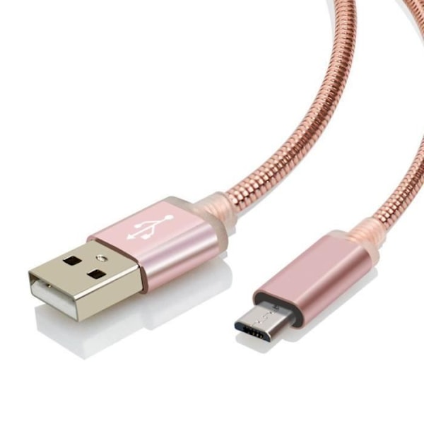 Mikro USB-kablar - Rosé metall - Pack om 2 - 1M - Kompatibel med Android - Snabbladdning - Elegant design