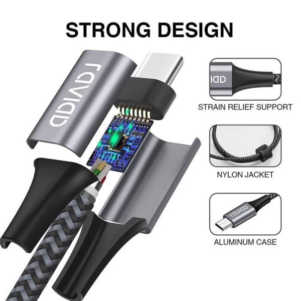 USB C-kabel [2M, 2-pack], USB C-kabel Snabbladdning Nylonflätad kabel typ C 3A Laddare för Samsung Galaxy S21 S20 S10 S9 [373]