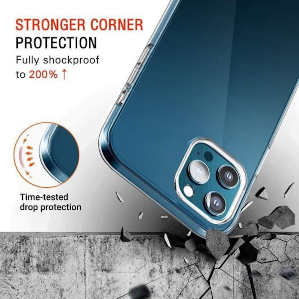 Fodral för iPhone 13 Pro (6.1'') Transparent silikon + 2 skärmskydd i härdat glas Transparent
