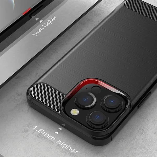 Fodral för iPhone 13 Pro Max (6,7'') Stötsäker silikon CBlack + 2 härdade glasögon skärmskydd