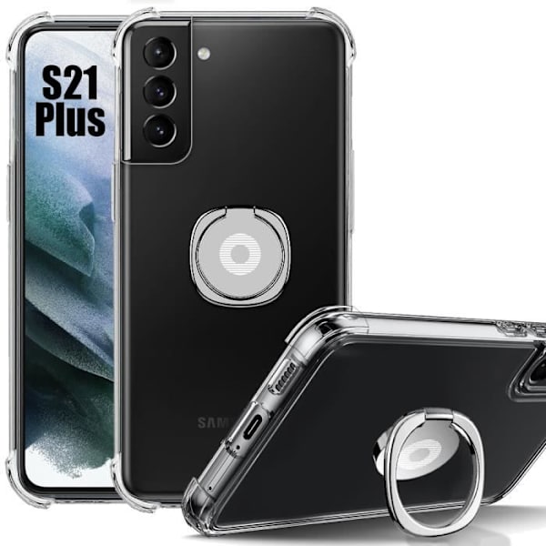 Fodral till Samsung Galaxy S21+-S21 Plus Förstärkta hörn Anti-skrapa Transparent med silverstativ