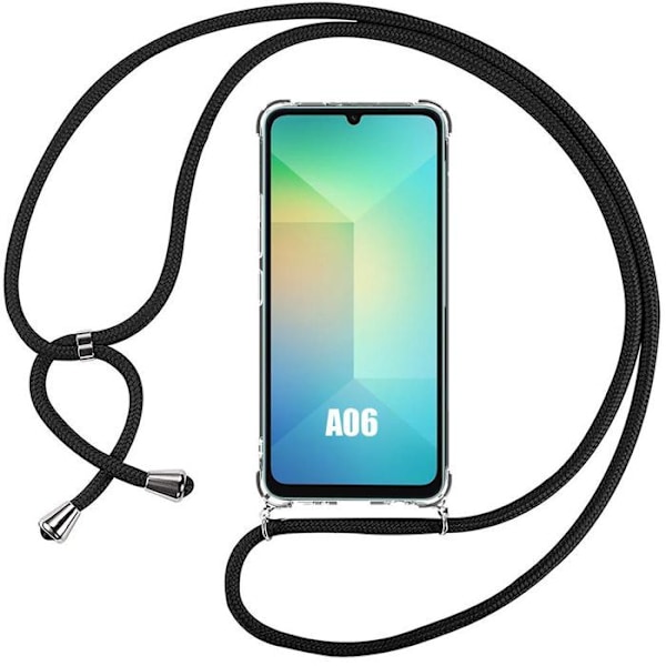 Coque för Samsung Galaxy A06, Skydd med Svart Snodd - BOOLING® Transparent