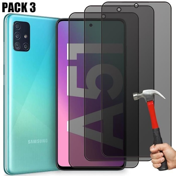 3 Anti-Spy Tempered Glasögon för Samsung Galaxy A51 Stötsäkert skydd Svart