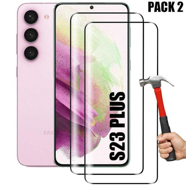 2x helt härdat glas för Samsung Galaxy S23 Plus - BOOLING - 3D-skärmskydd - Svart - Härdat glas Transparent med svart kant