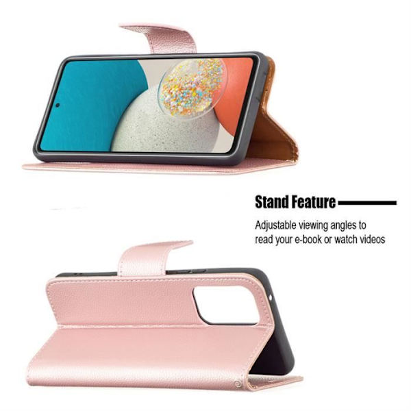 Fodral till Samsung Galaxy A53 5G 6,5", [Premium PU-läderfodral] [Flipfodral] [plånboksfodral] - Rose Gold LZWU Rose guld