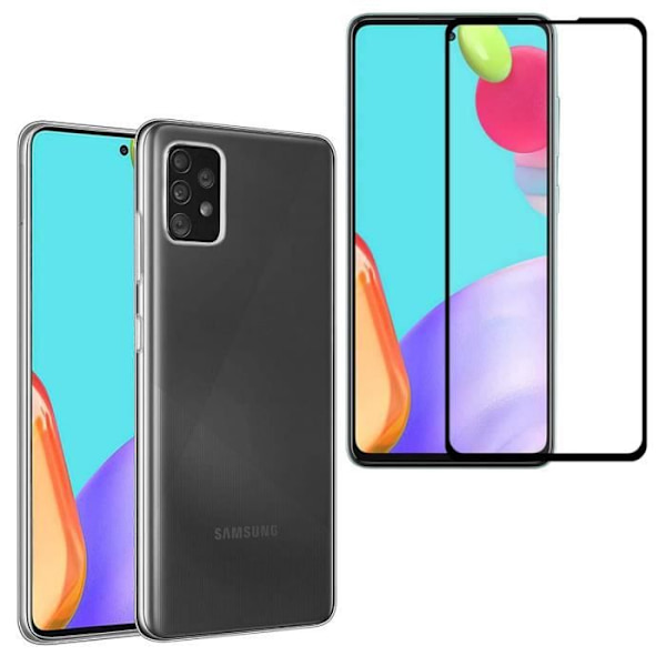 Skyddsfodral - Toproduits® - Samsung Galaxy A52S - Genomskinlig - Härdat glas - Svart Transparent, svart