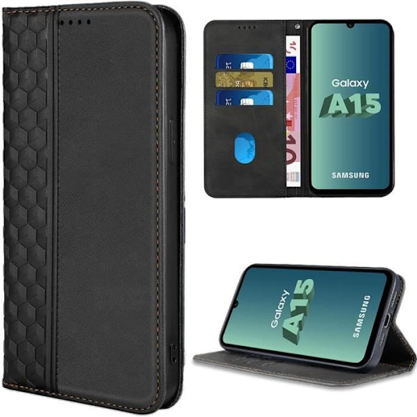 Skyddsfodral - BOOLING - Samsung Galaxy A15/A15 5G - Mönster mosaik - Syntetläder - Semi-rigid Svart