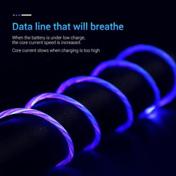 1M magnetisk laddare strömmande kabel LED-ljus Micro USB typ C laddningskabel för iPhone Samsun Blue IOS