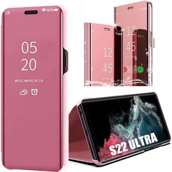 Fodral till Samsung Galaxy S22 Ultra Pink Fullt skydd Anti-Scratch Clear View