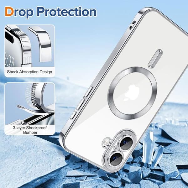 Skal - BOOLING - iPhone 17 - Silikon - Silverfärgad Magnetring - Stötsäker Silver
