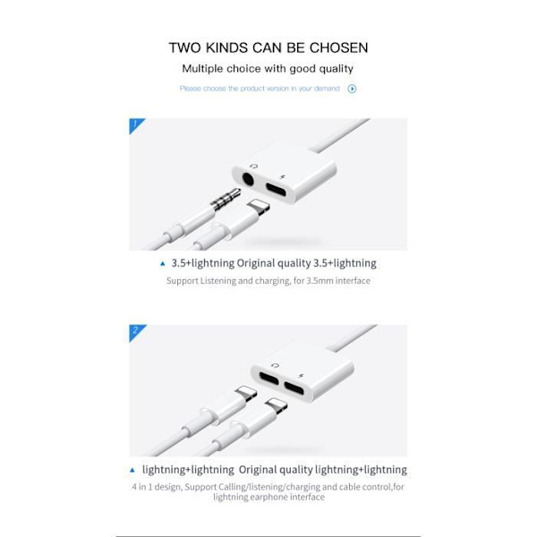 Lightning S-Y104 till 3,5 mm Audio + Lightning Port Adapter för Iphone Mobiltelefon