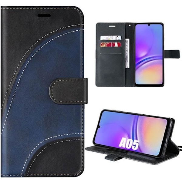 Skyddsskal - BOOLING - Samsung Galaxy A05 - Våg-Mönster - Svart-Marinblå - Stötsäker Svart, Marinblå