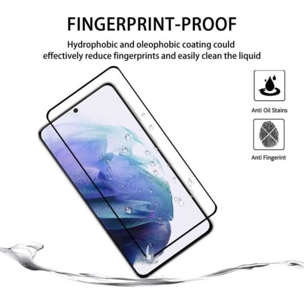 2-pack 3D-härdat glas för Samsung S21 (6,2") Svart hårdhetsglasskydd Anti-damm Anti-Oil Resistant
