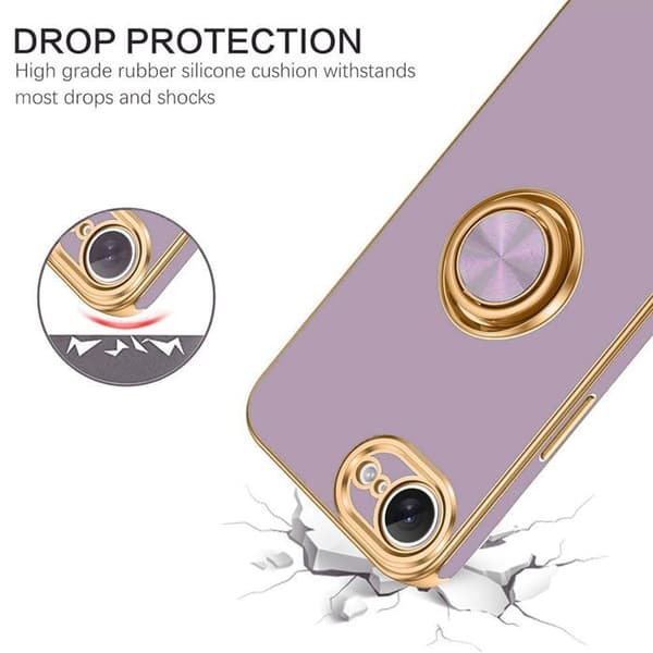 Siliconfodral - BOOLING - för iPhone 17e - Stötsäker Slim med Ring - Lila Violett