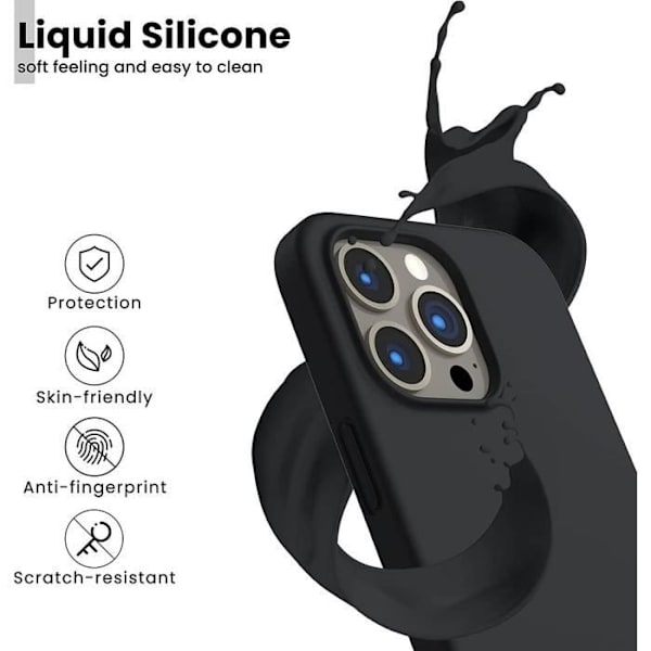 Skyddande skal - Silikon - iPhone 16 Pro Max - Svart - 2 Härdade glas - Halkfri Svart